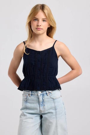 top met peplum - donkerblauw