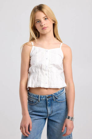 top met peplum zonder mouwen - wit