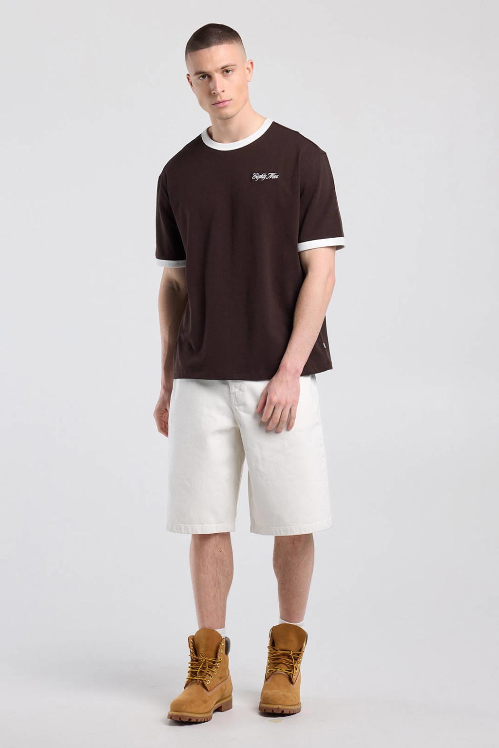 America Today baggy denim short - ecru
