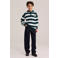 WE Fashion gebreide gestreepte trui met patches - groen/wit