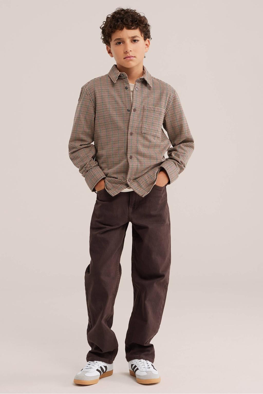 WE Fashion pied-de-poule overhemd - bruin