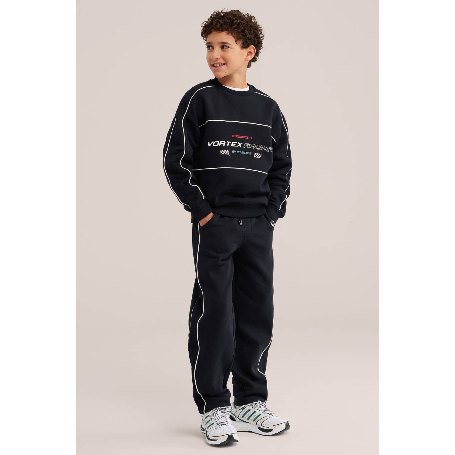 WE Fashion Bad Boys loose fit joggingbroek zwart
