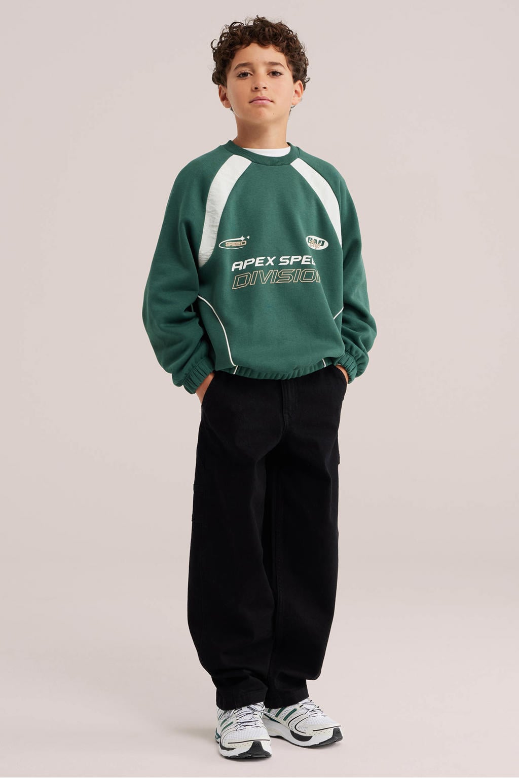 Bad Boys sweater met tekst - groen/wit