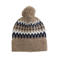 WE Fashion muts met wol, pompons en print - beige/donkerblauw/wit