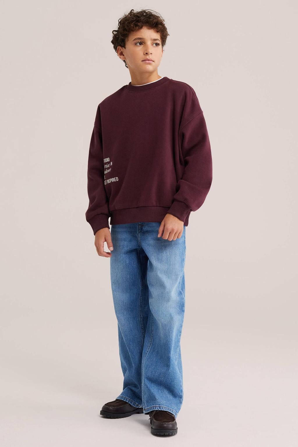 WE Fashion sweater met tekst - donkerrood