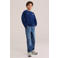 WE Fashion Blue Ridge sweater met backprint - donkerblauw