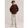 WE Fashion Blue Ridge sweater met backprint - donkerbruin