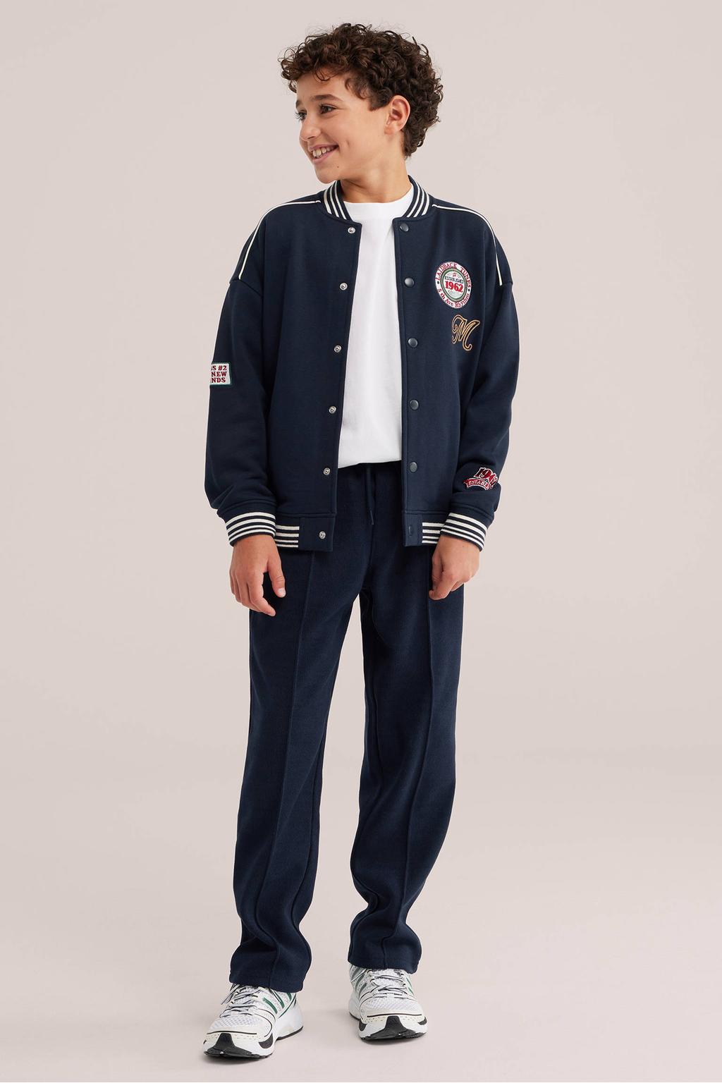 WE Fashion corduroy tapered joggingbroek - donkerblauw