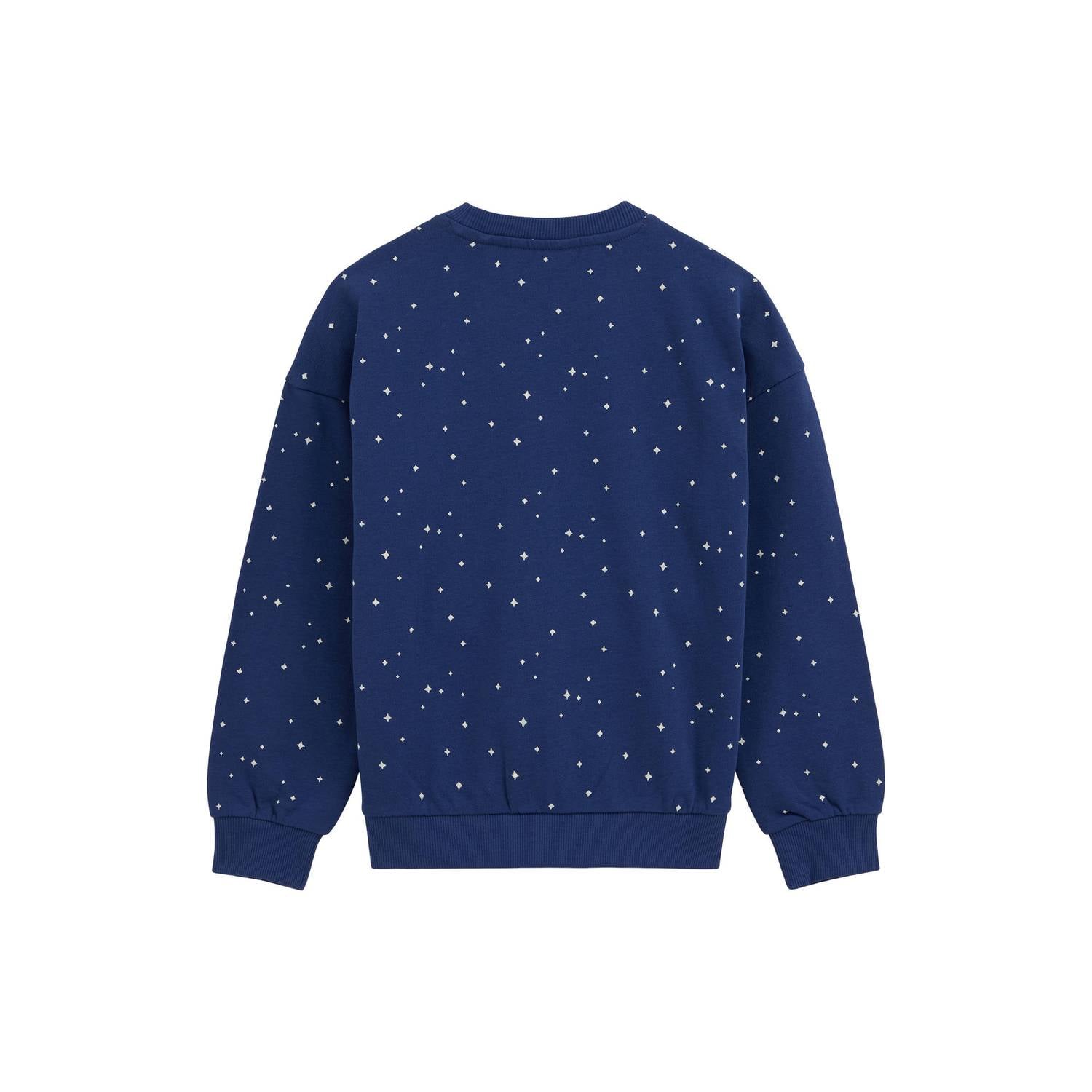WE Fashion rechtvallende sweater met sterren blauw