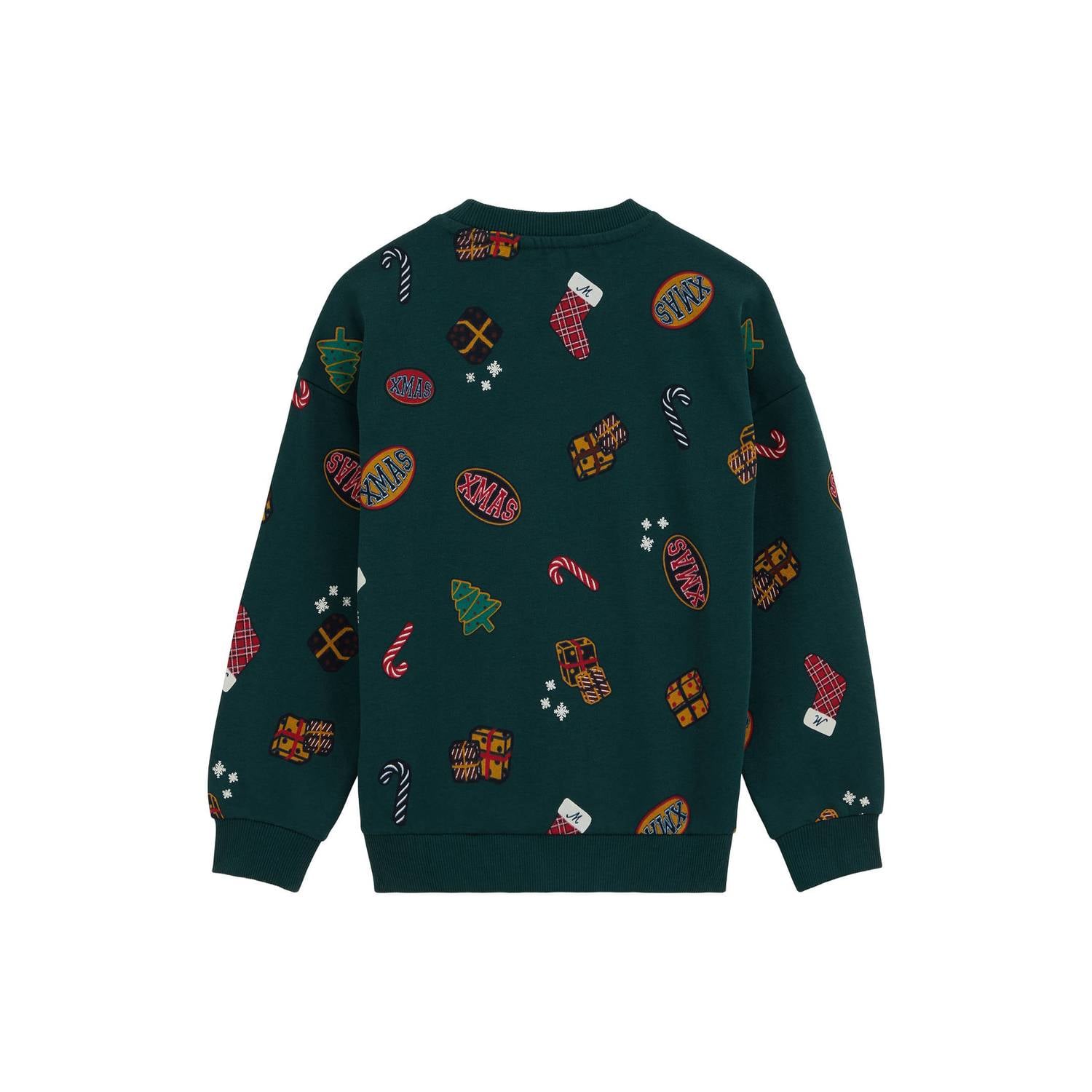 WE Fashion sweater met print groen