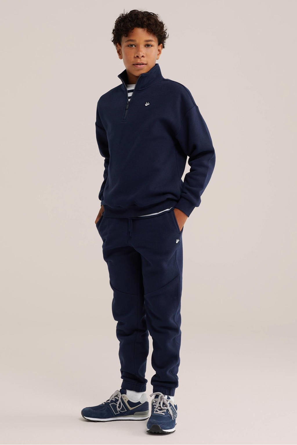 WE Fashion sweat tapered joggingbroek - donkerblauw