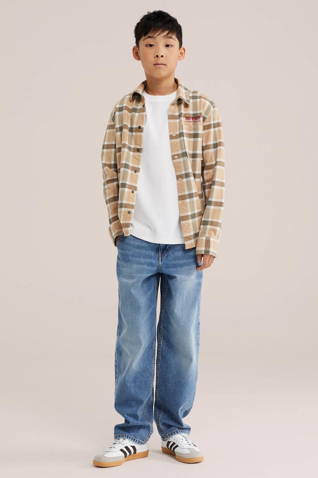 WE Fashion geruit overhemd - beige