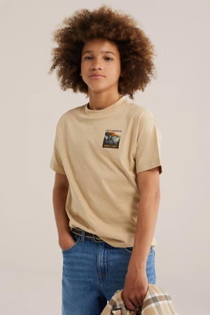T-shirt met backprint - zand