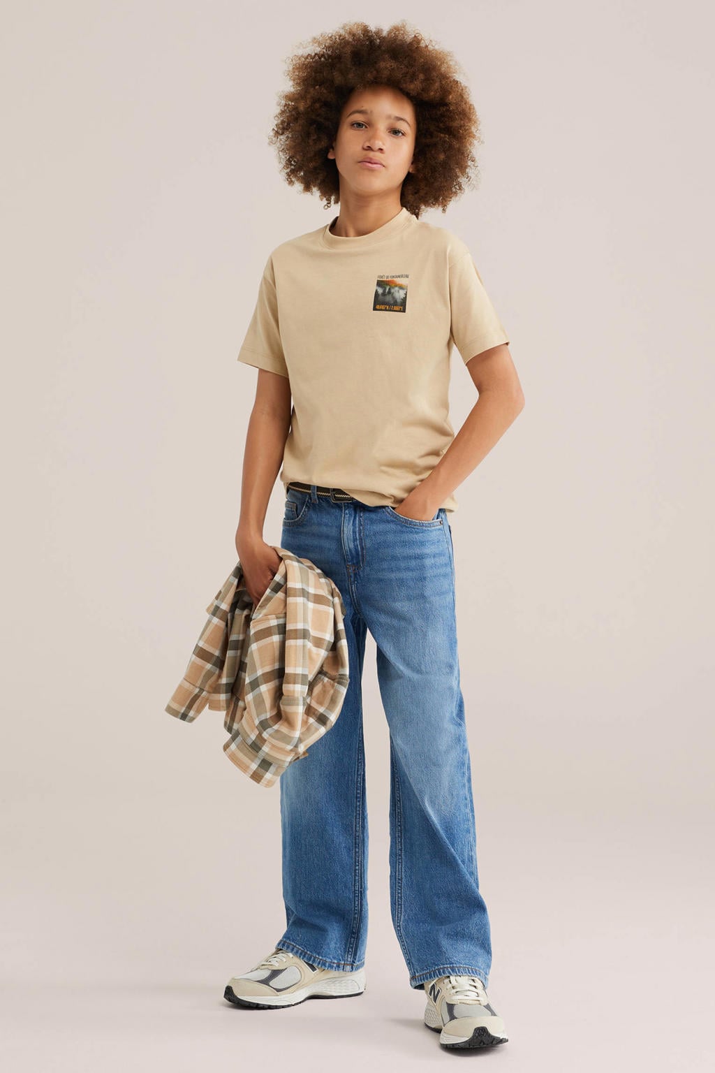 WE Fashion T-shirt met backprint - zand