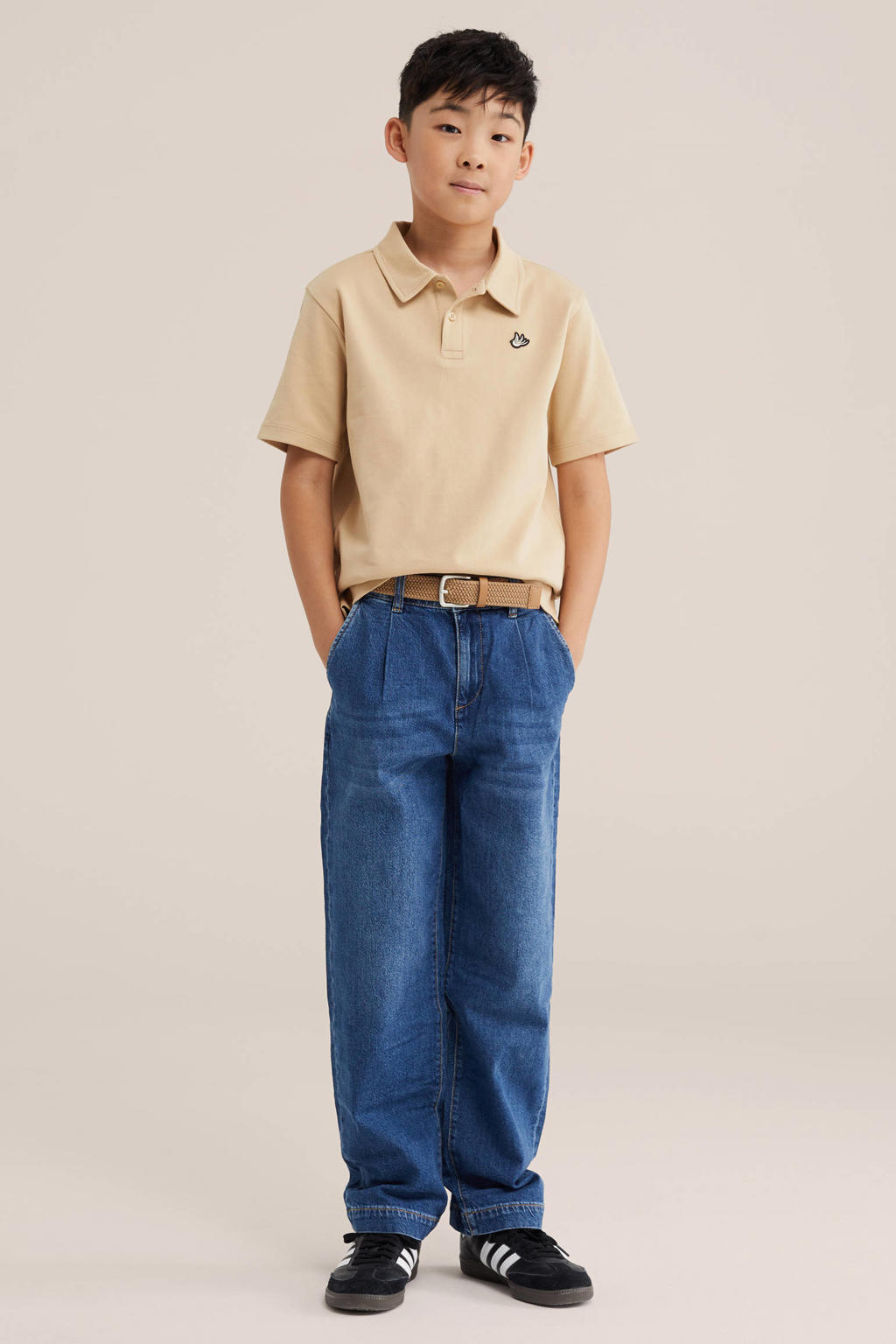 Medium blue denim jongens WE Fashion Blue Ridge loose fit jeans mediumblauw van denim met effen