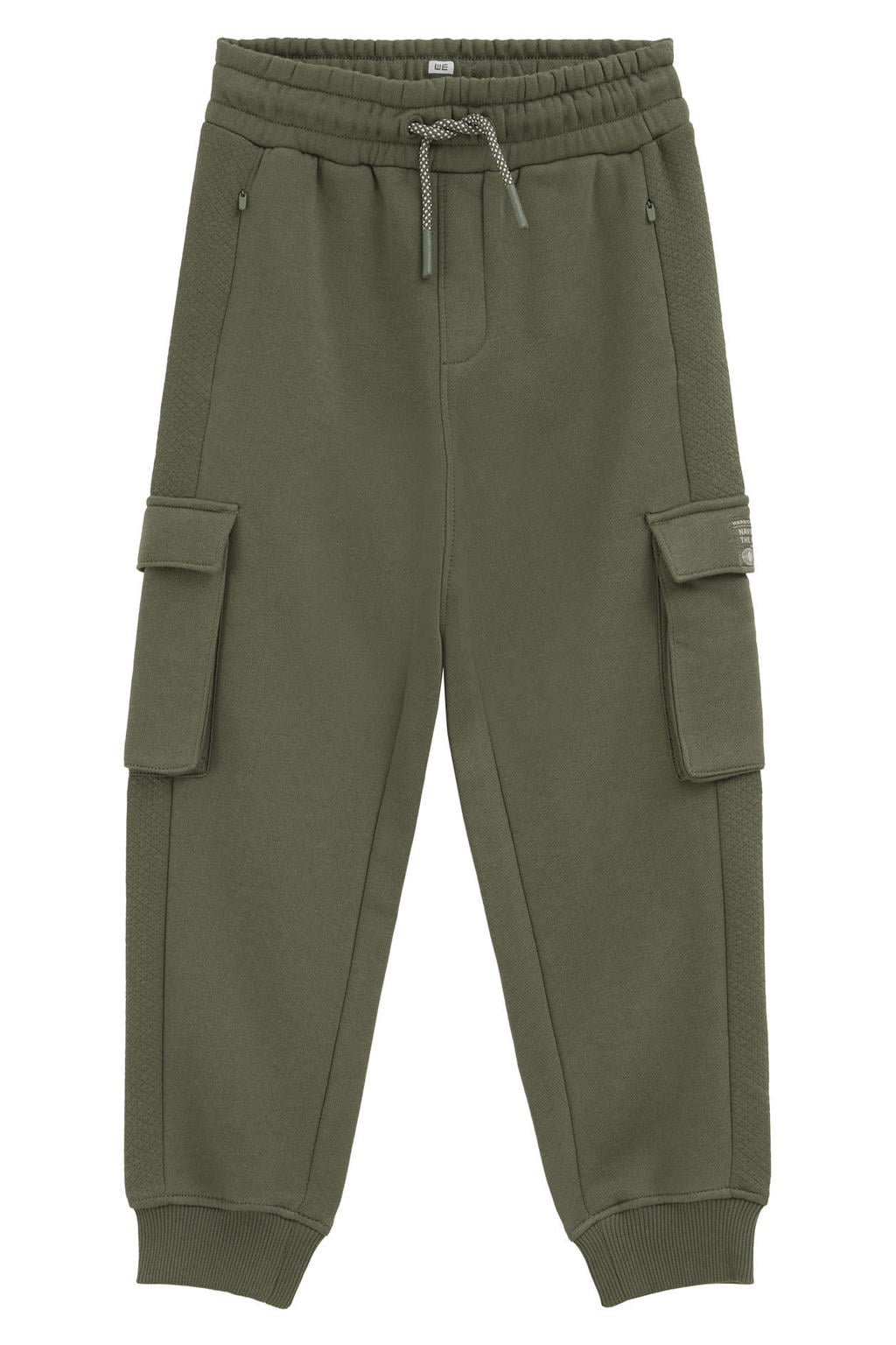 WE Fashion sweat tapered cargo joggingbroek - olijfgroen