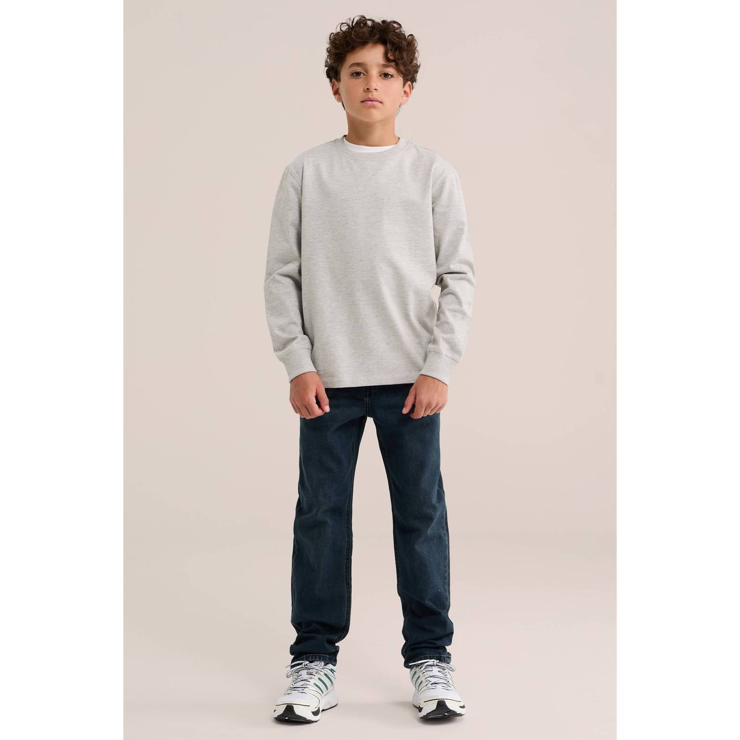 WE Fashion Blue Ridge straight leg regular fit jeans donkerblauw