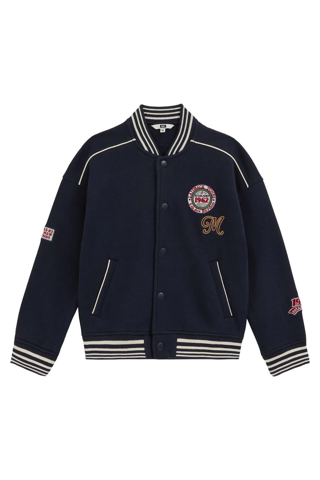 WE Fashion baseball jacket met patches - donkerblauw