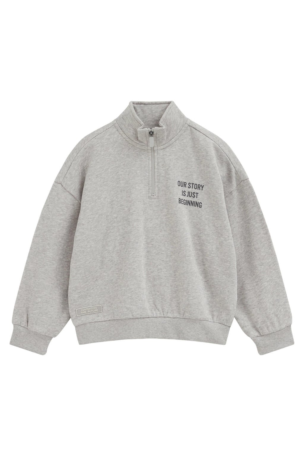 WE Fashion sweat schipperstrui met backprint - grijs