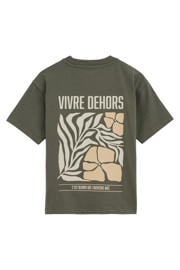 thumbnail: WE Fashion T-shirt met backprint - olijfgroen