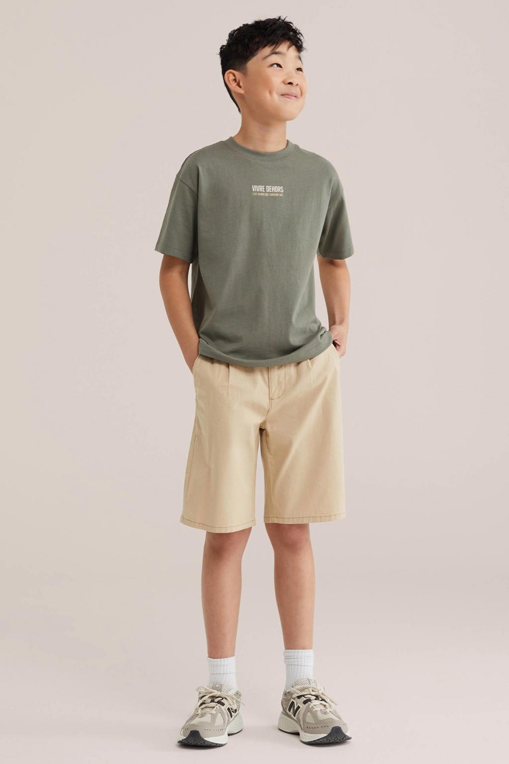 WE Fashion T-shirt met backprint - olijfgroen