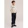 WE Fashion gebreide gestreepte trui met tekst - beige