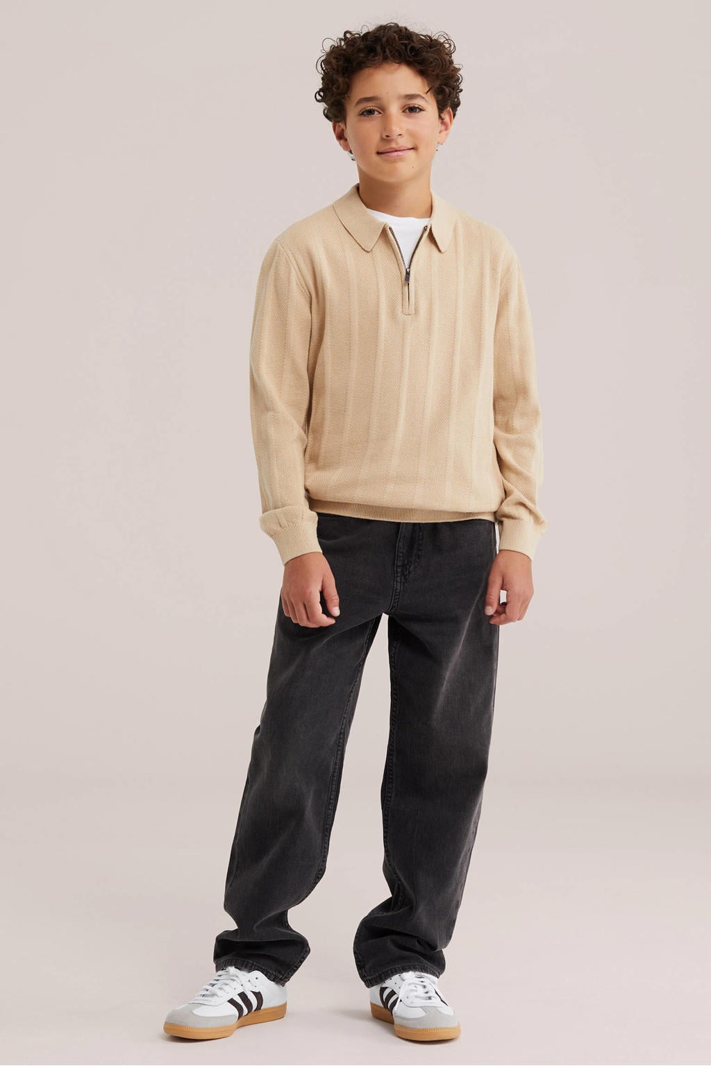 WE Fashion gebreide polo - beige