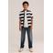 WE Fashion gebreide gestreepte polo - donkerblauw