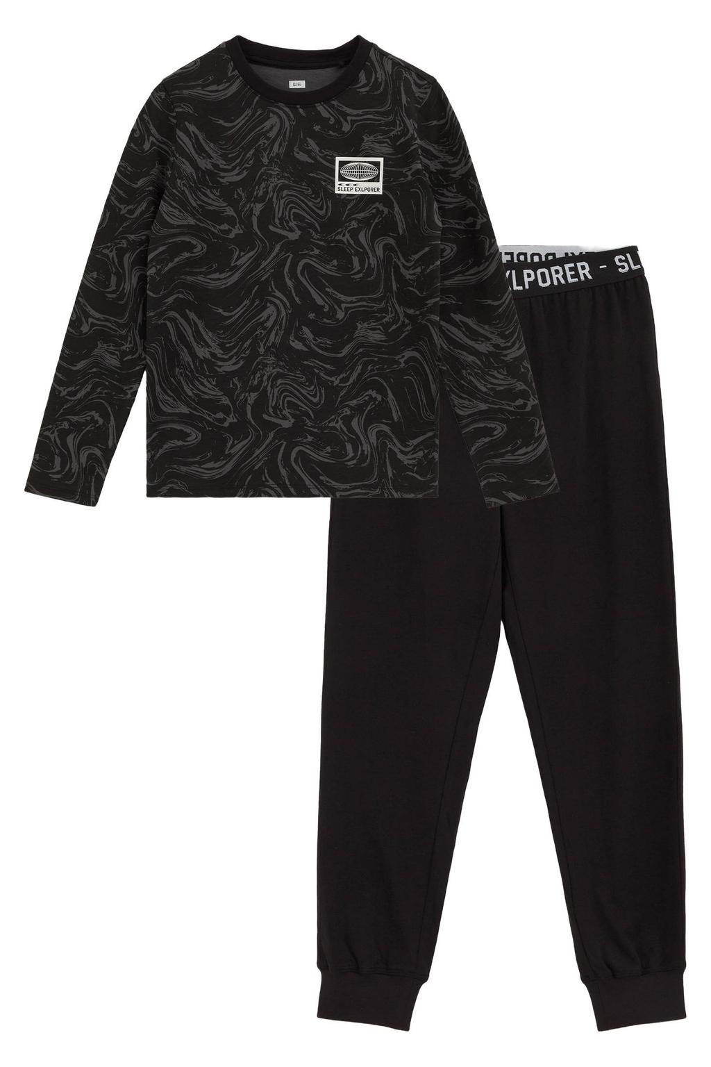 WE Fashion pyjama met print - zwart/grijs
