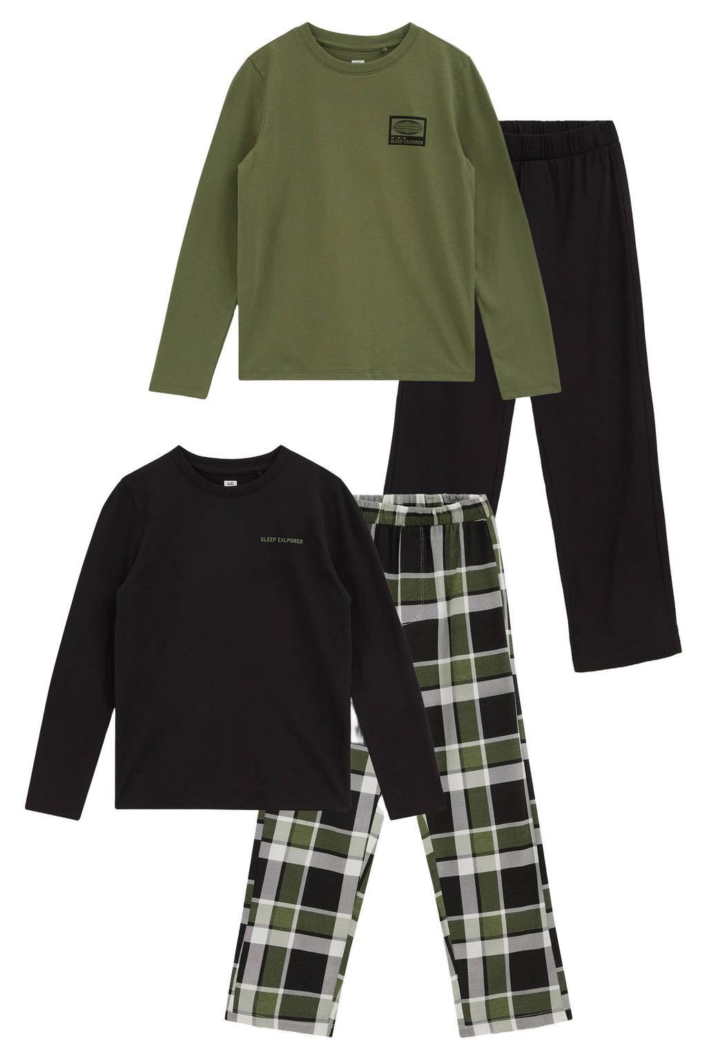 WE Fashion geruite pyjama - olijfgroen/zwart
