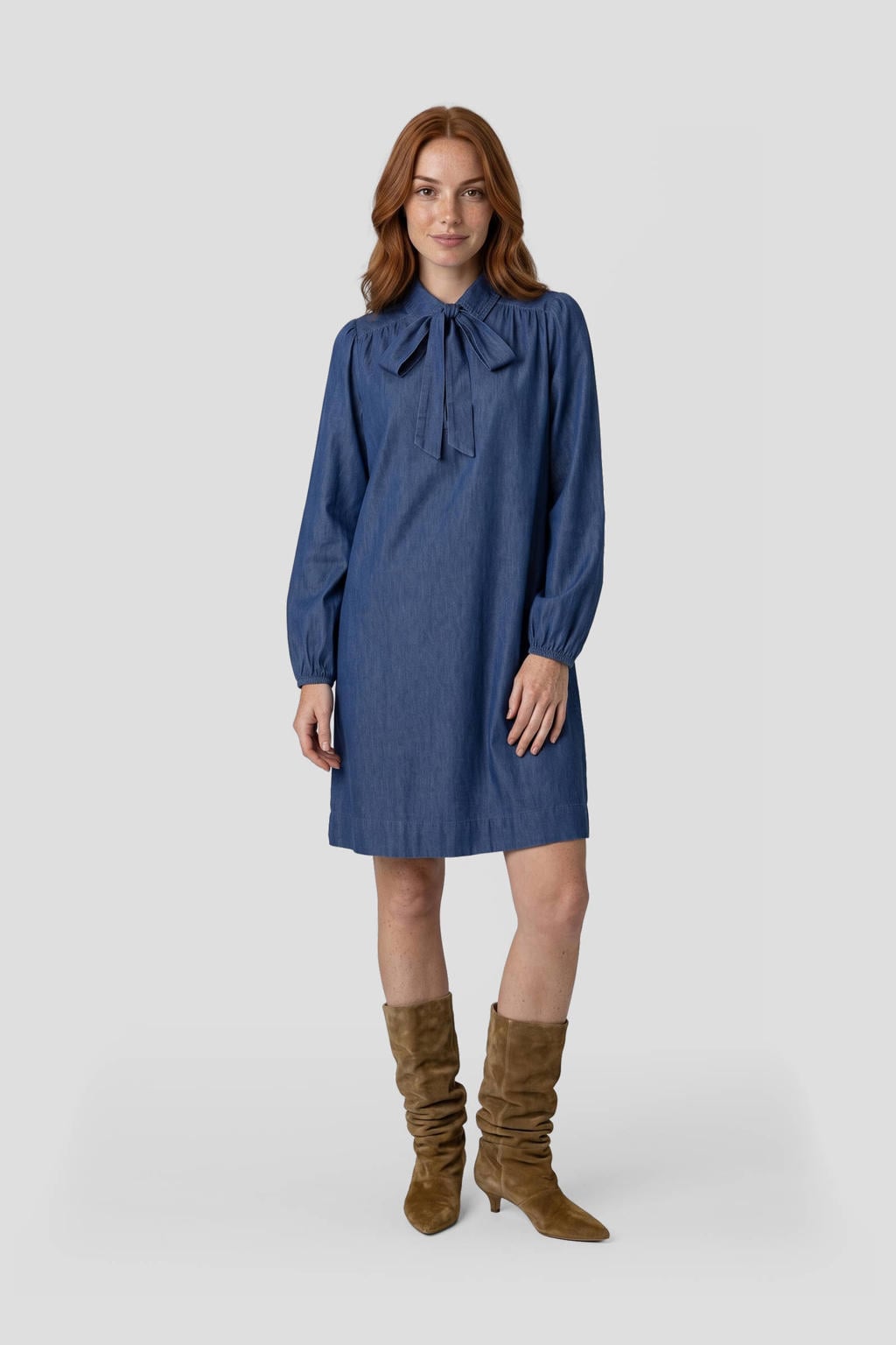 Dark blue denim dames Anytime midi jurk