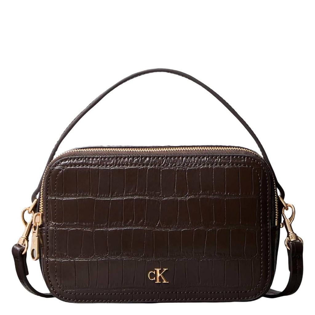 Calvin Klein crossbody tas CK Croc donkerbruin
