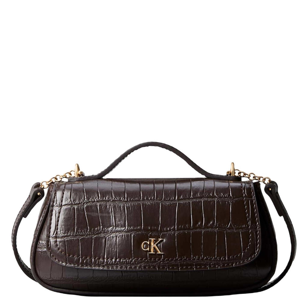 Calvin Klein crossbody tas CK Croc donkerbruin