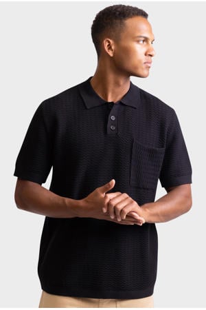 oversized gebreide polo - zwart