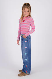 thumbnail: Vingino Cassie Hearts wide leg broderie jeans met hartjes - Old Vintage