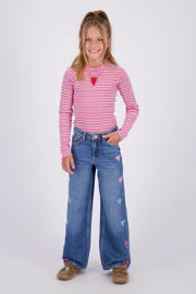 thumbnail: Vingino Cassie Hearts wide leg broderie jeans met hartjes - Old Vintage