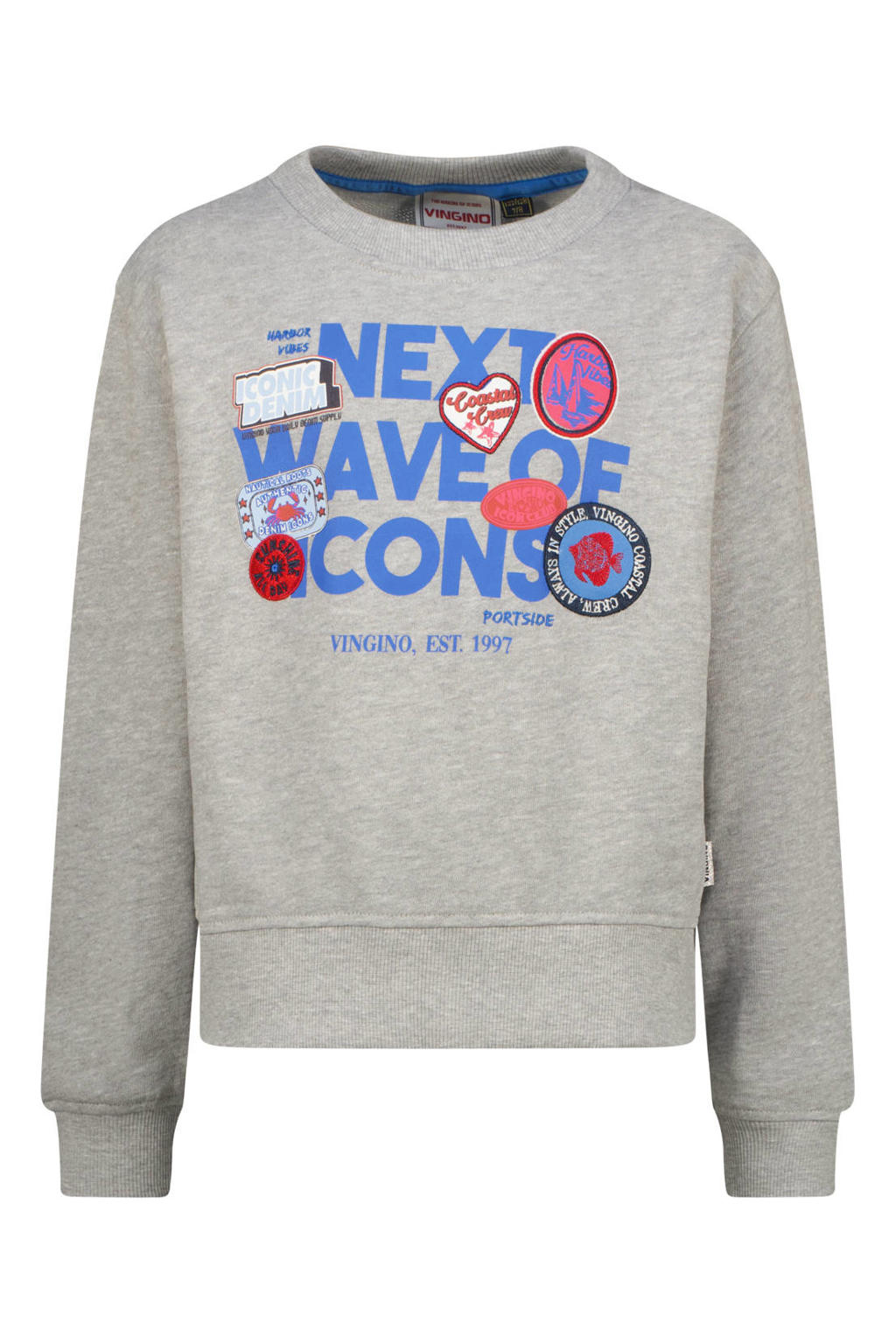 Vingino sweater met print - grijs melange