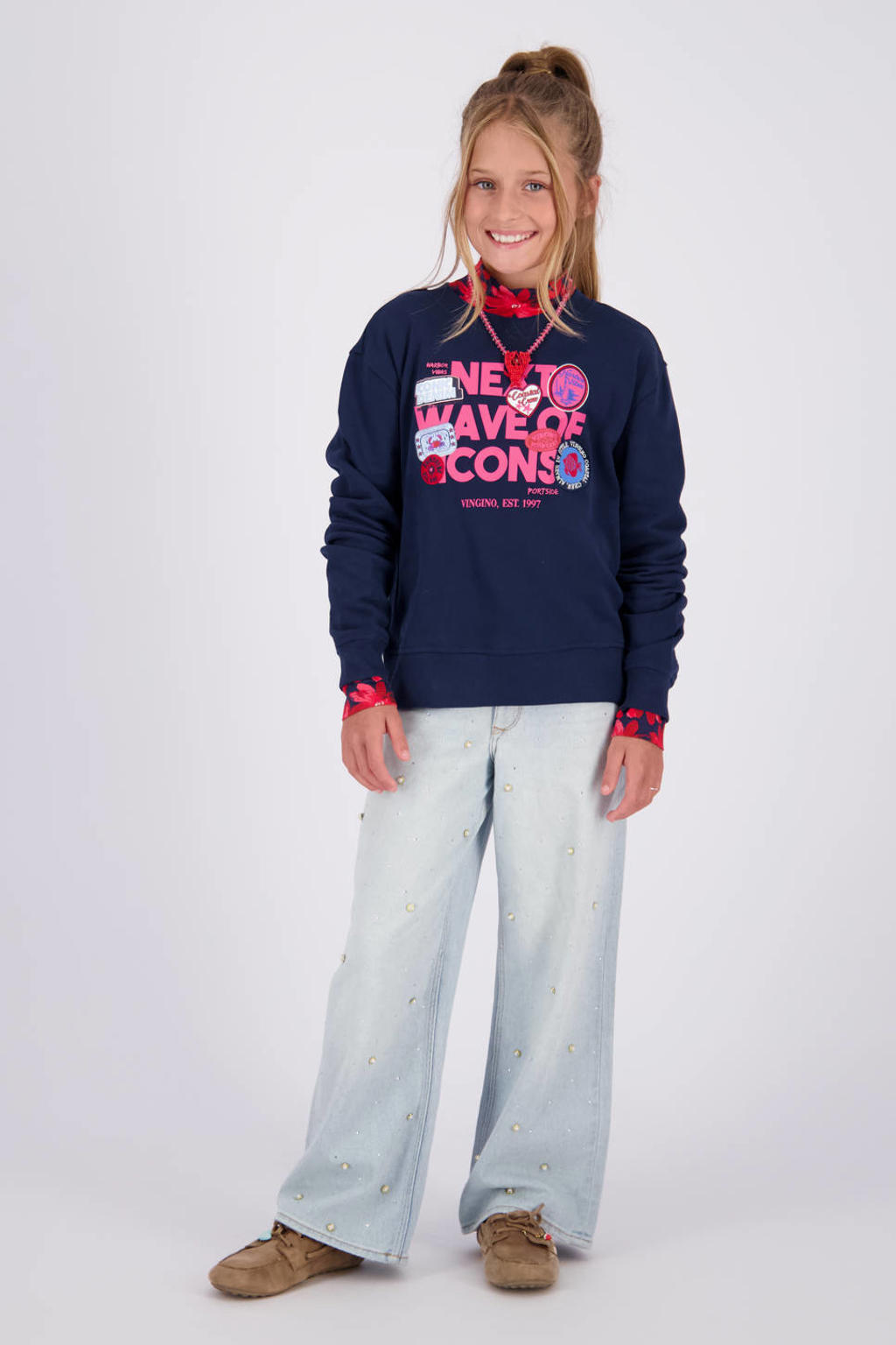 Vingino sweater met print - donkerblauw