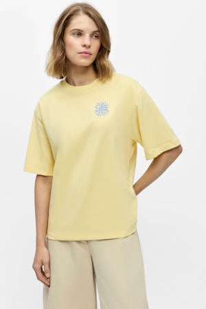 T-shirt met backprint lichtgeel