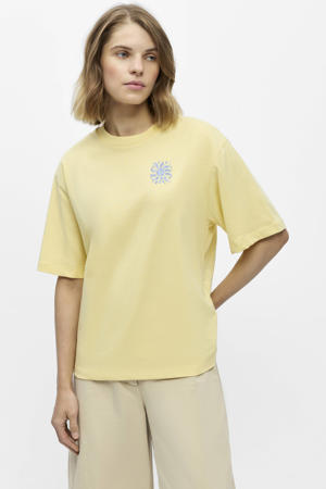T-shirt met backprint lichtgeel