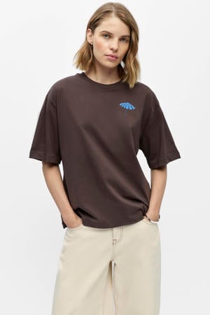 T-shirt met backprint donkerbruin