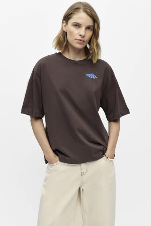 T-shirt met backprint donkerbruin