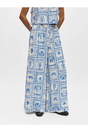 wide leg regular waist casual broek blauw