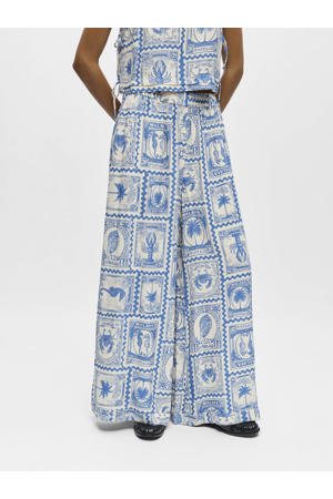 wide leg regular waist casual broek blauw