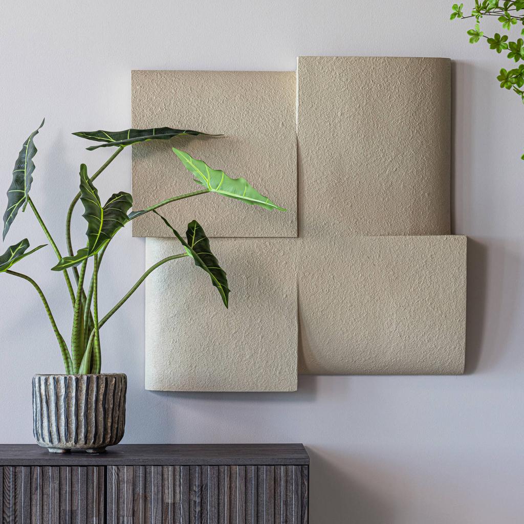 WOOOD Tide wanddeco betonlook zand (86x86x11 cm)