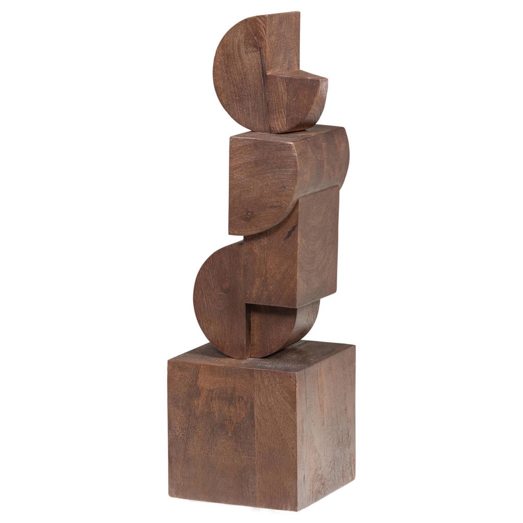 WOOOD Draxa Sculptuur Ornament - Hout - Bruin - 61x18x18