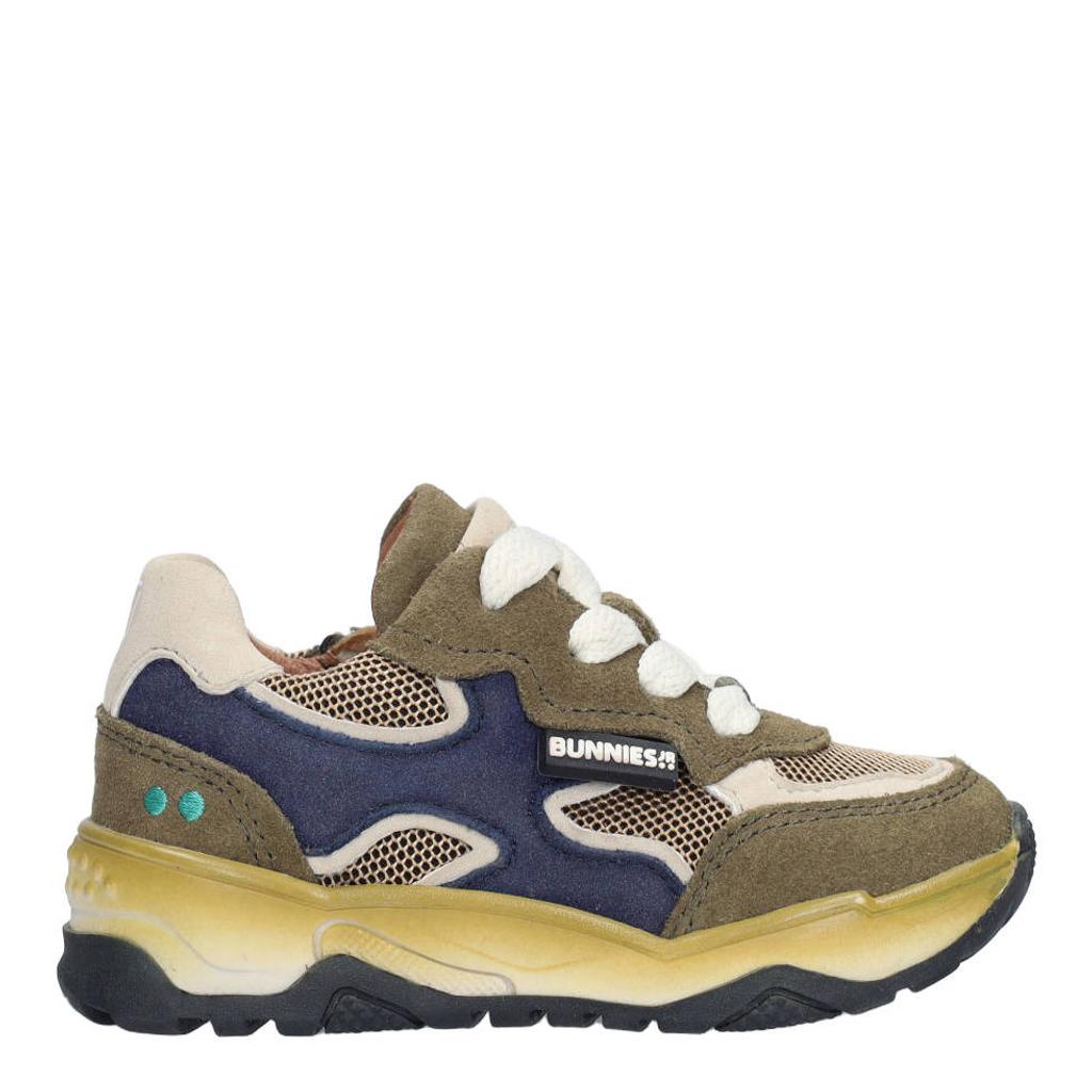 BunniesJR suède sneakers - kaki/donkerblauw
