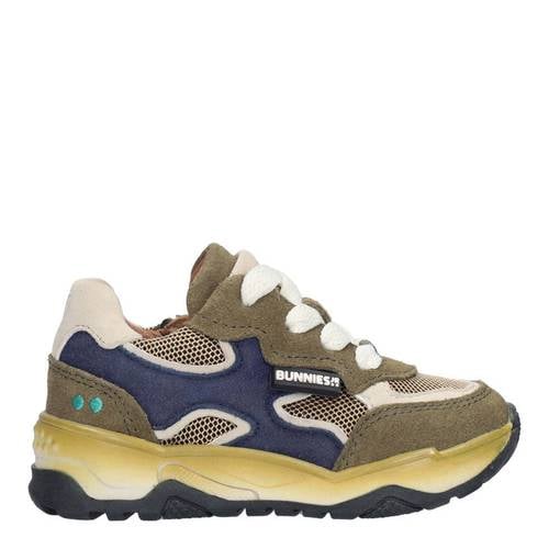 Bunnies JR BunniesJR suède sneakers kaki/donkerblauw