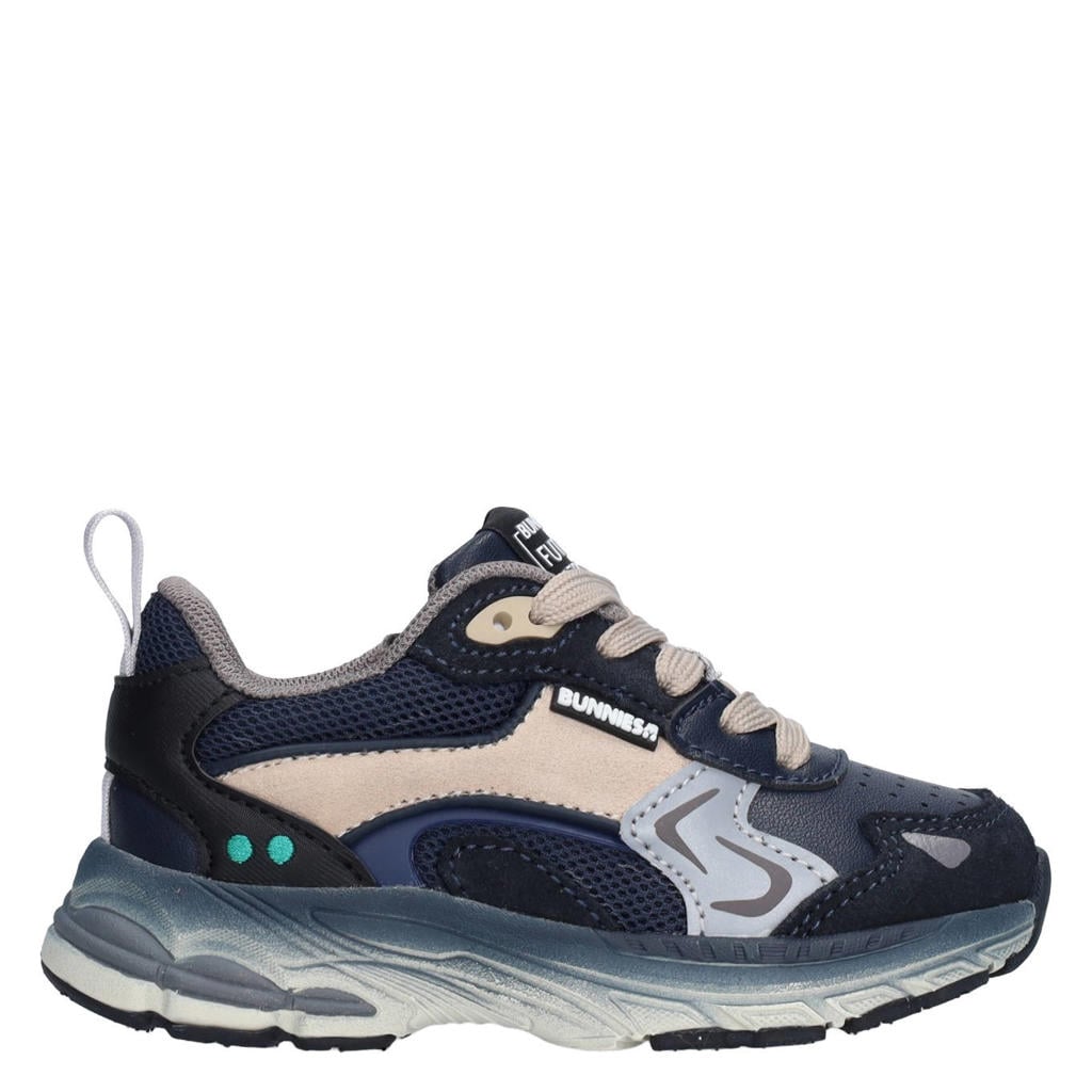 Donkerblauwe jongens BunniesJR suède sneakers - met veters