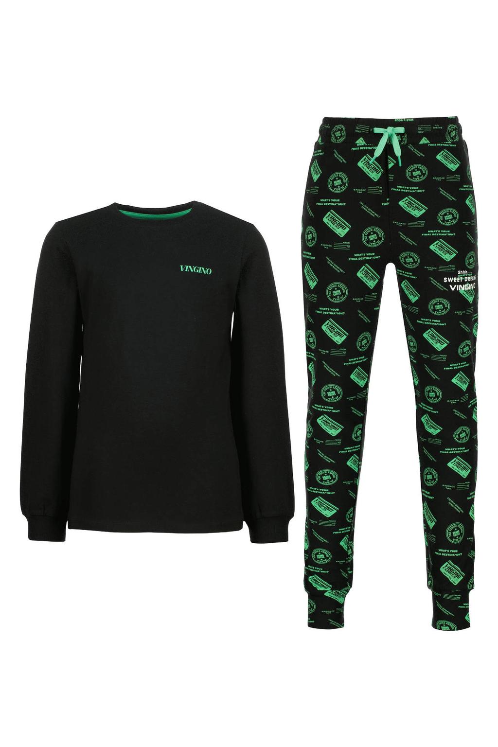 Vingino pyjama met print - zwart/limegroen